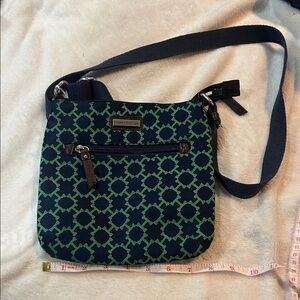 Tommy Hilfiger Blue and Green Patterned Crossbody Bag